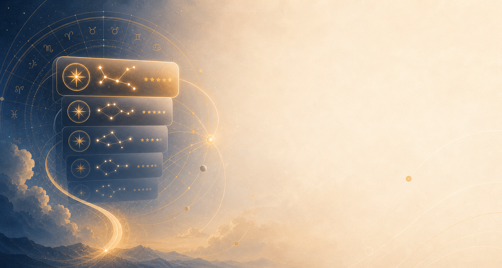 Compatible stars illustration with multiple constellation pathways